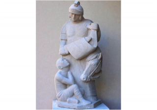 Statue de saint Martin partageant son manteau à Chérizet (71)