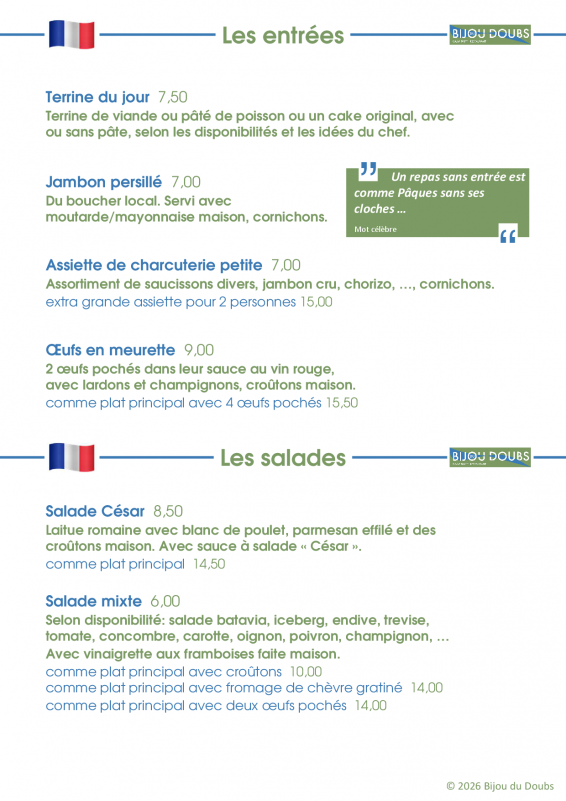 FR Entrées - © Bijou du Doubs FR Entrées