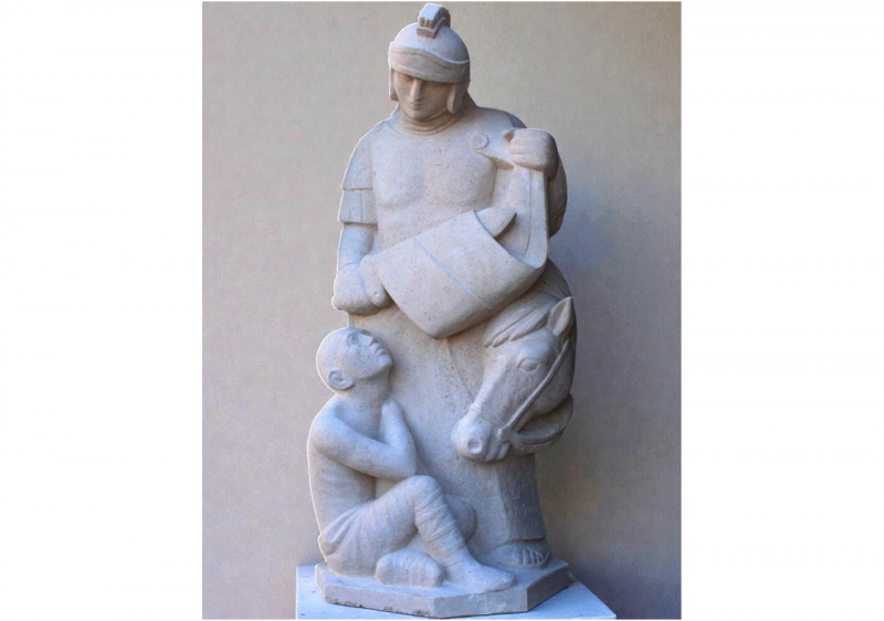 Statue de saint Martin partageant son manteau à Chérizet (71) - © martin damay Statue de saint Martin partageant son manteau à Chérizet (71)