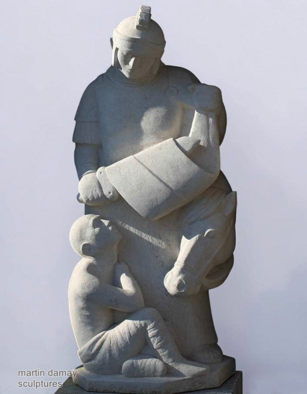 statue de saint Martin partageant son manteau à Chérizet Saone et Loire