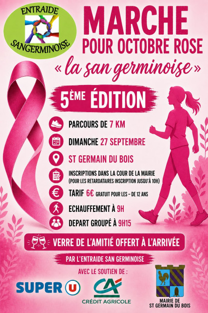 Affiche Marche Rose Entraide San-Germinoise