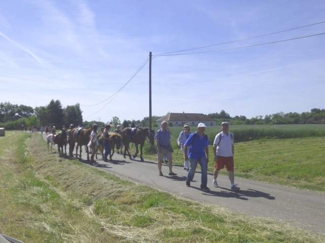 les randonneurs arrivent au ravitaillement