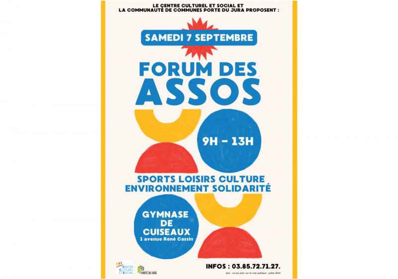 Flyer Forum des Associations Bleu Jaune Rouge Formes abstraites - 1