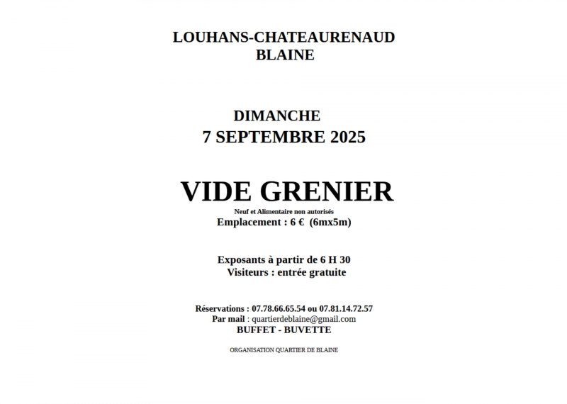 Vide grenier Blaine